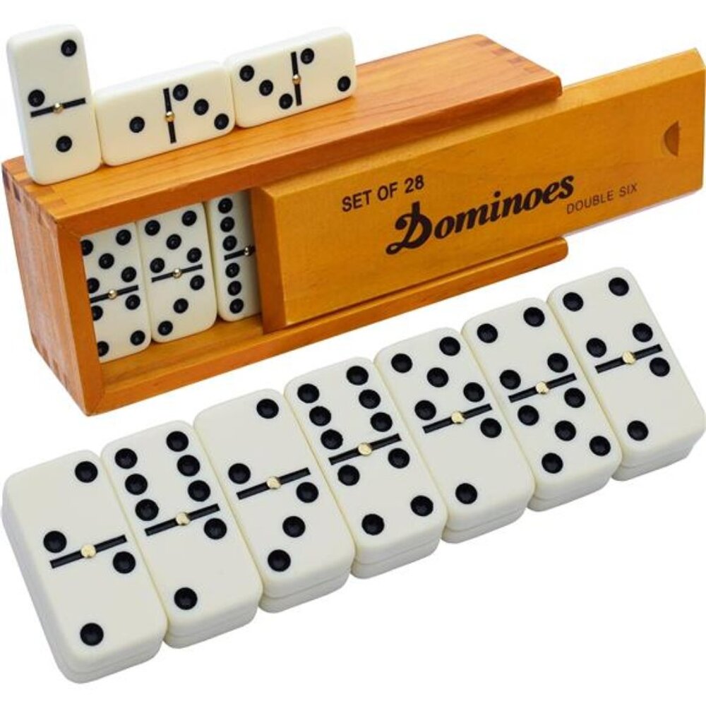 Set for Adults – Dominoes - Classic Board Games, Double 6 Dominoes Family Games